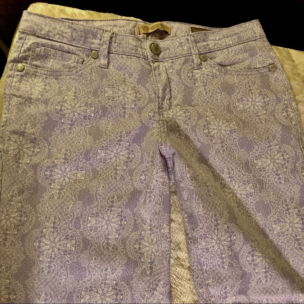 Missy, Capri, Denim Pants (Lavender & White) - Picture 3 of 8